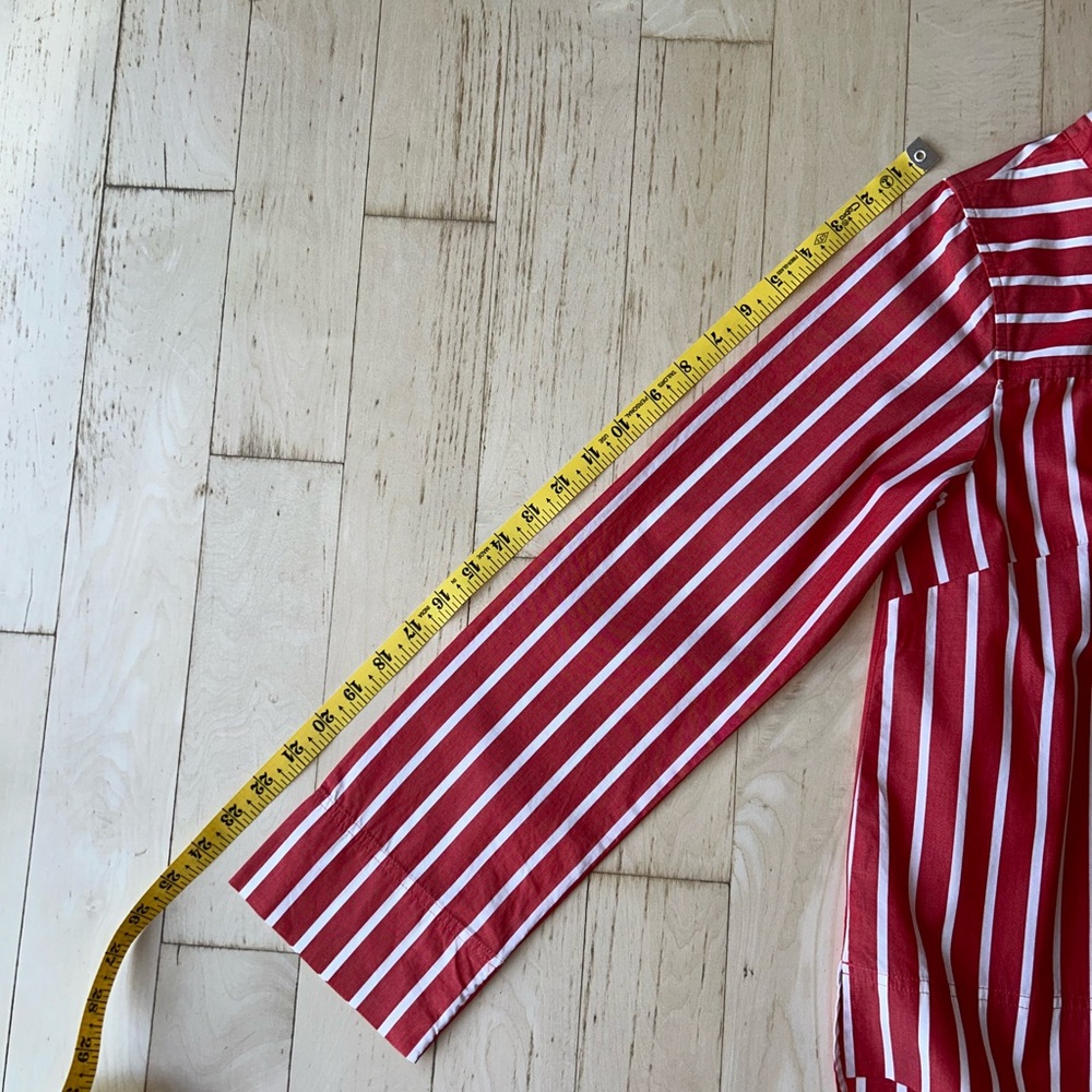 J. Crew Women’s Striped Funnel Neck Top Cotton Poplin Maddie Ceris Stripe Size 4 - Picture 11 of 16